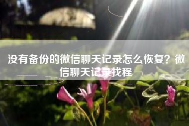 没有备份的微信聊天记录怎么恢复？微信聊天记录找程